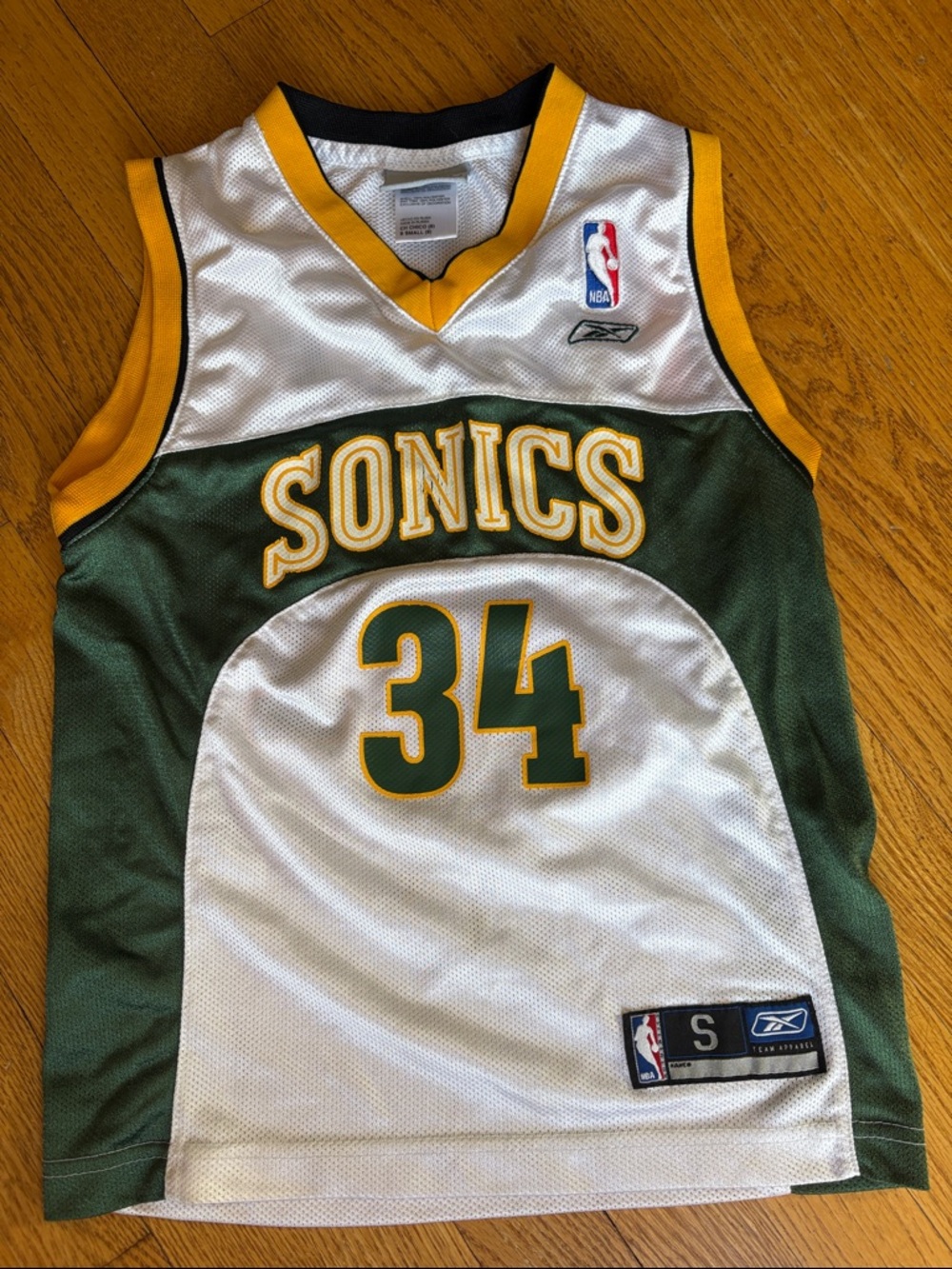 Reebok Seattle Super Sonics Green White Gold #34 Ray Allen Basketball Jersey